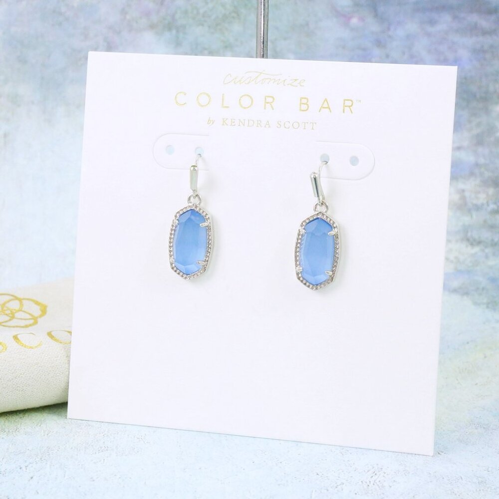 Kendra Scott Lee Periwinkle Earrings Silver Tone - Picture 2 of 5
